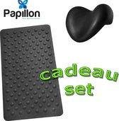 Papillon Cadeau Set - Badkussen & Antislip mat Rubber - Antraciet