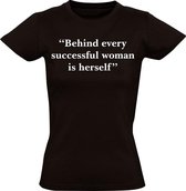 Behind every successful woman dames t-shirt zwart | funny | cadeautip | grappig | maat S