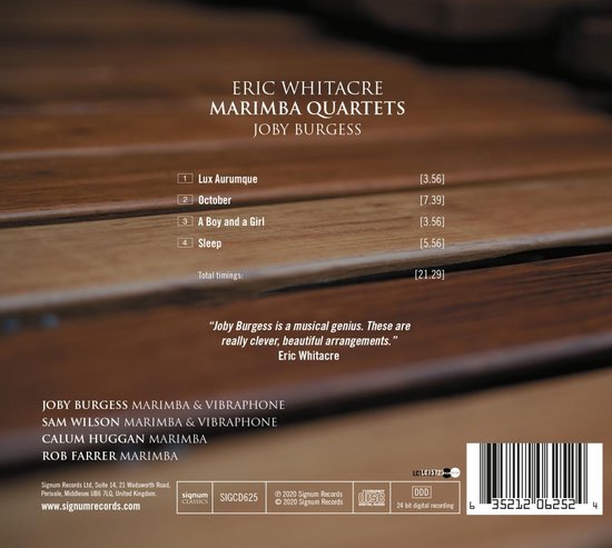 Eric Whitacre: Marimba Quartets