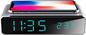 Digitale Wekker – Wekkers - Draadloze Oplader – Digitale Klok - Spiegel – Alarm – Wekker kind - Temperatuur – Snooze - Wit/Zilver