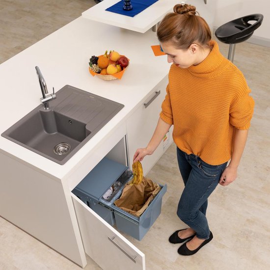 Relaxdays inbouw prullenbak keuken vuilnissysteem - 15 liter - grijs | bol.com