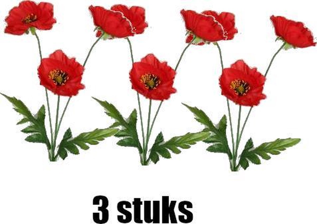 Klaproos – Kunstbloemen – Zijden bloemen – Lengte 67 cm – Diameter 11 cm –  rood | bol.