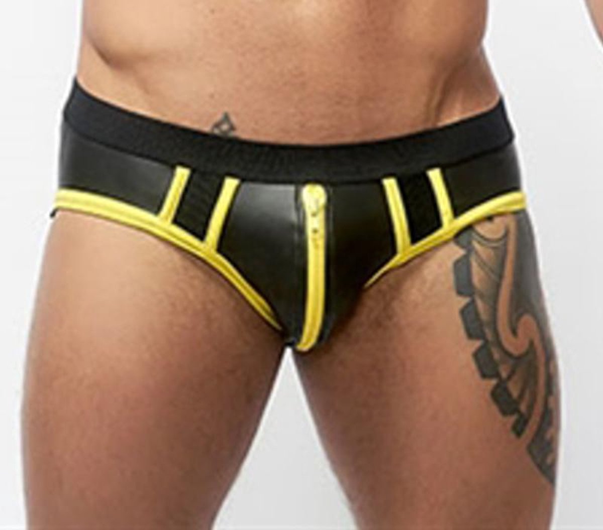 Mister b neoprene jock brief black yellow xs