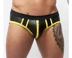 Mister b neoprene jock brief black yellow xs