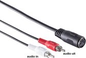 Transmedia DIN 5-pins (v) - 2x Tulp mono RCA (m) audio adapter (recorder - versterker) / zwart - 0,20 meter
