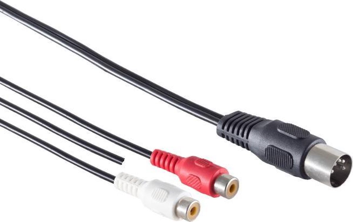 DIN 5-pins (m) - Tulp stereo 2RCA (v) audio adapter met aarde-kabel  (afspelen) / zwart... | bol.com