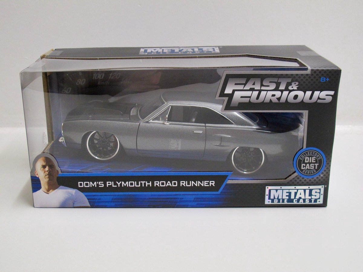 Plymouth Road Runner Fast & Furious 1:24 Jada Toys - Grise - Portes Et Capot Ouvrants