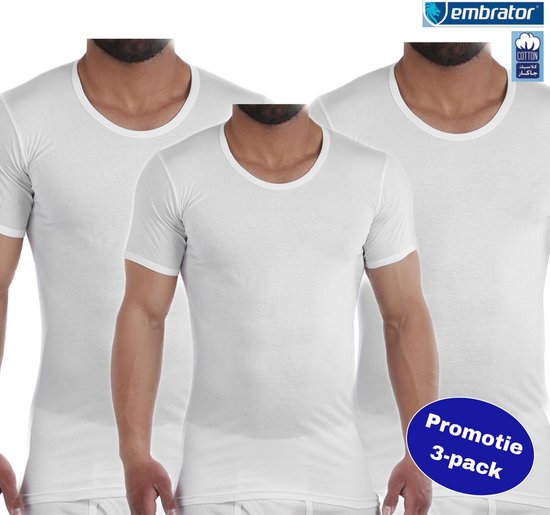 Volwassen Beangstigend strategie Embrator 3-pack heren T-shirt Invisible lage ronde hals wit maat L | bol.com