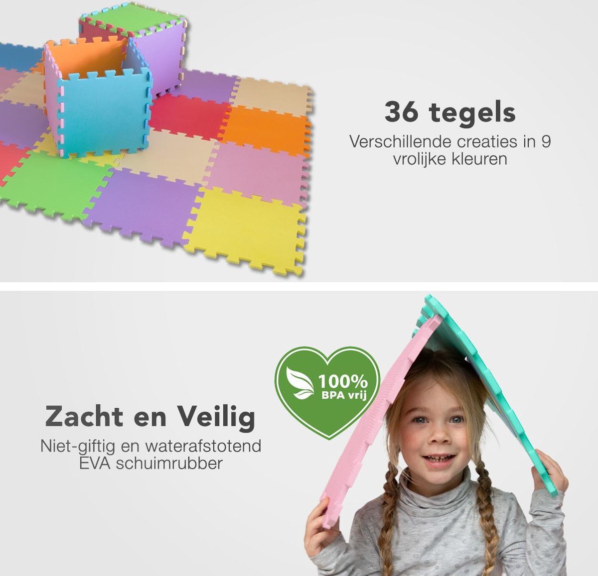 Relaxdays puzzel speelmat, abc en cijfers, 36 delen, foam speeltegels, BxD: 171x171 cm, BPA-vrij schuimrubber, kleurrijk