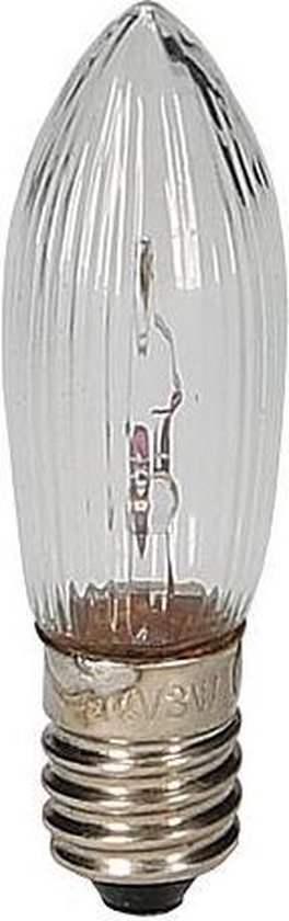 5 Pack 34V 3W E10 Miniature Screw Base Candle Bulbs – 70mm Clear, For Christmas Pyramids & String Lights