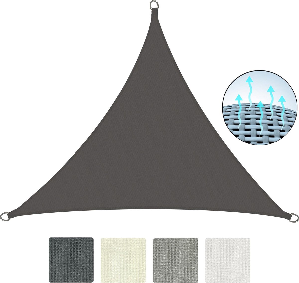 Sol Royal SolVision HS9 - Zonnezeil driehoekig 300x300x300 cm HDPE Ademend - Antraciet - Zonwering U