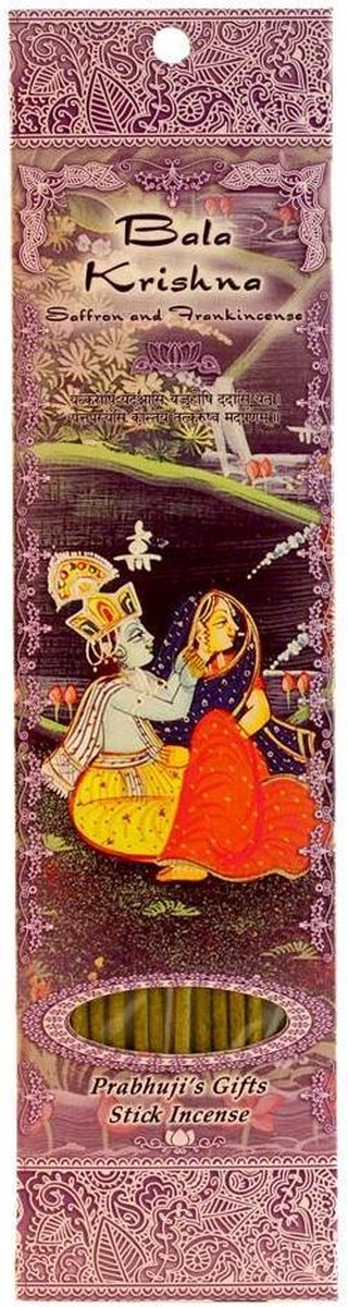 Wierooksticks, handgerold, 'Bala Krishna' met saffraan en frankincense, 20 sticks