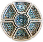 Tapasschaal turquoise licht blauw bord + kom + 6 schaaltjes Tunesisch keramiek 30cm