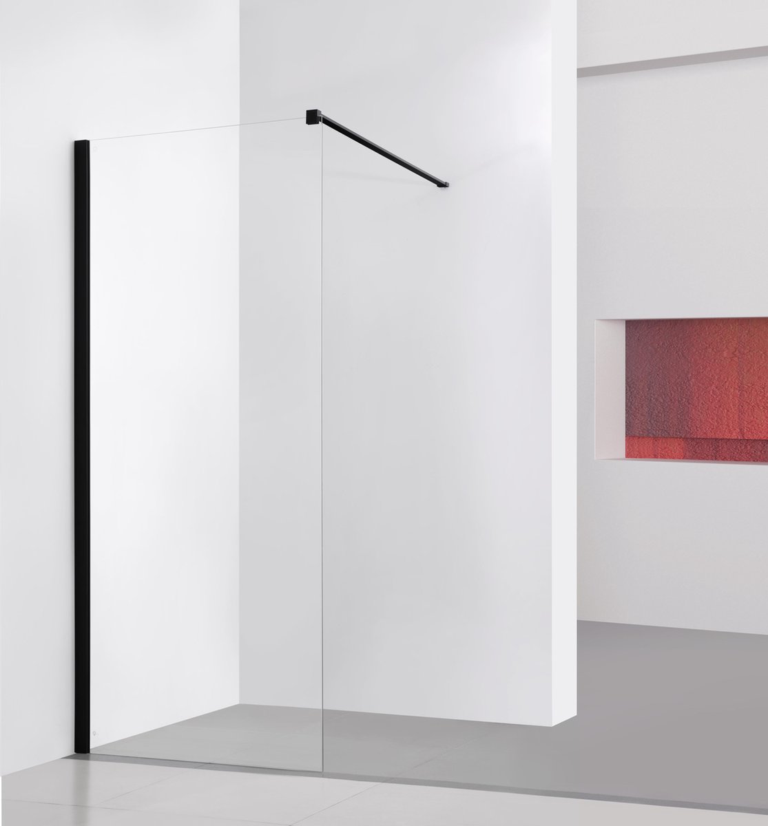 Inloopdouche 80x200 8mm Nano glas mat zwart serie Silvio