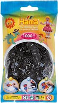 Hama midi ZWART (donkere kleur black) strijkkralen, zakje met 1.000 stuks normale strijkparels (creatief knutselen met kralen, cadeau idee voor kinderen)