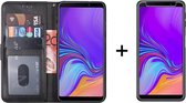 Samsung Galaxy A9 (2018) Hoesje Zwart - Book Case - 1 x Tempered Glass Screenprotector