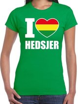 Carnaval I love Hedsjer t-shirt groen voor dames L