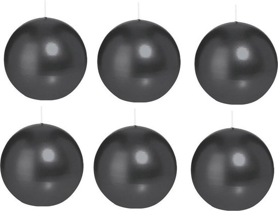 6x Bougies boules noires 7 cm 66 heures de combustion