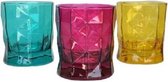 Pasabahce Prizma - Vrolijk Gekleurde Glazen - Set van 3 - 250 ml