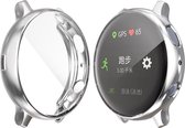 YONO Full Cover Bumper geschikt voor Samsung Galaxy Watch Active 2 44mm – Siliconen Case Screenprotector Hoesje – Zilver