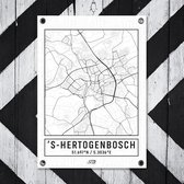 bijStip Tuinposter CityMap 's-Hertogenbosch Den Bosch - Zwart en Wit - 100 x 70 cm