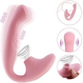 TipsToys  Luchtdruk 1.3 Luxe 2-in-1 Gspot en Clitoris Dildo Vibrators voor Vrouwen Sucking Massage Sex Toys| Kleur Roze