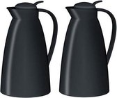 2x Thermoskan/isoleerkan zwart 1 liter 2 stuks - Koffiekannen/theekannen/isoleerkannen/thermoskannen - Koffie/thee meenemen
