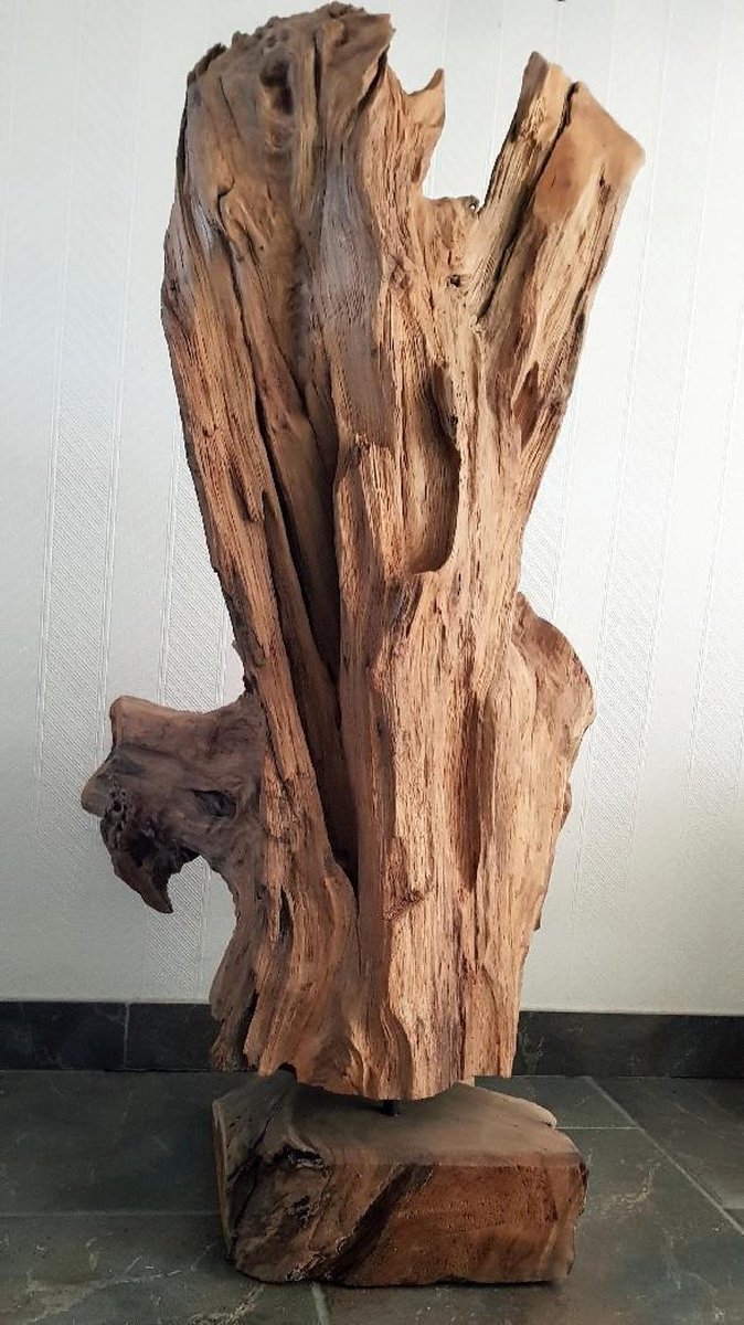 Houten stronk Uniek hout stronk | Teak hout | 80cm hoog | bol.com