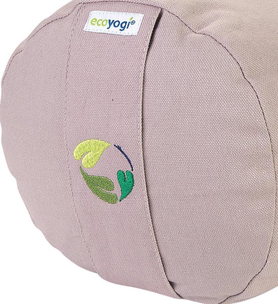 Ecoyogi Yogabolster Eco Katoen Taupe / Zand kleur - 60 x 20 cm (Lengte x Diameter) - 4 KG - Wasbare Buitenhoes - Aanpasbare Boekweit Vulling - 100% Gecertificeerd Biologisch Katoen - GOTS Gecertificeerd - Duurzame Yoga bolster - Yoga rol van Ecoyogi — afbeelding 2