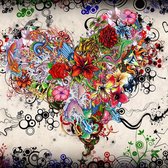 Peinture au diamant "JobaStores®" Coeur de fleur - complet - 30x30cm