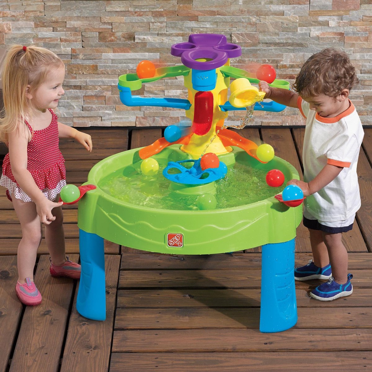 Step2 Busy Ball Watertafel - Met 13 accessoires: katapulten, speelballen en schepbeker - Waterspeelgoed voor kind - Activiteitentafel met ballen & water voor de tuin / buiten — afbeelding 6