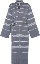 Hamam Badjas Leyla Black - XL - dames/heren/unisex - dunne badjas - luxe kwaliteit - sauna badjas - kimono badjas - ochtendjas - duster - reisbadjas - badmantel - XL - zomer badjas