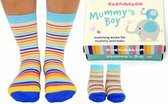 Cadeaudoosje met moeder en zoon sokken - Mummy's boy socks - maat 37/42 en 0 tot 12 mnd - kraam cadeau idee