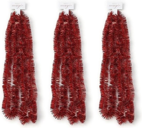 3x Kerstslingers rood 270 cm - Guirlandes folie lametta - Rode kerstboom  versieringen | bol.com