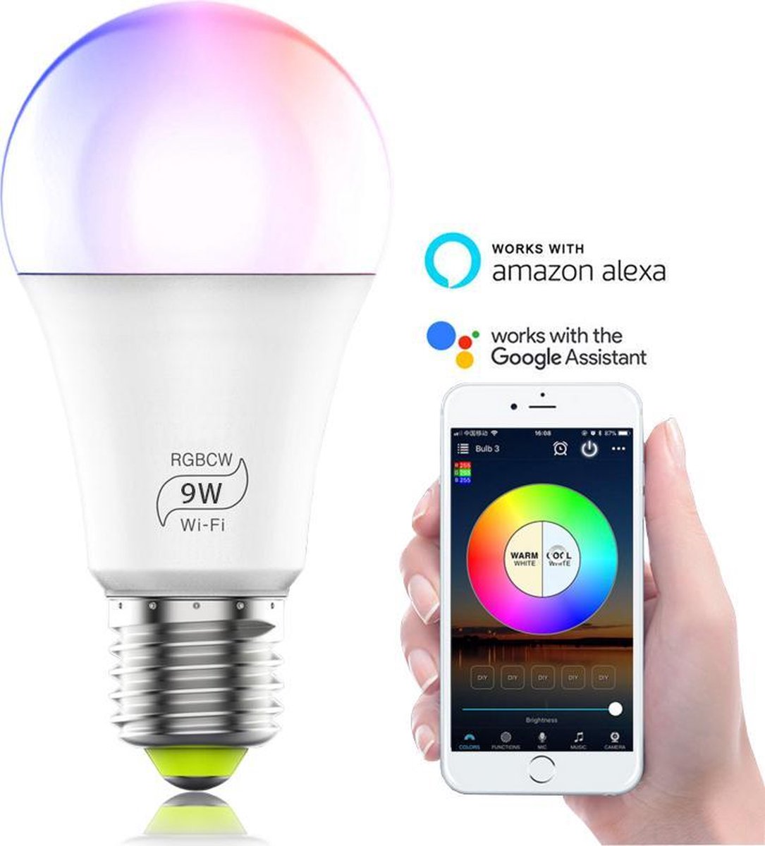 WiFi Smart Bulb E27 LED Lamp | RGB & Warm Wit WiFi Lamp E27 | Slimme LED  Lamp werkt... | bol.com