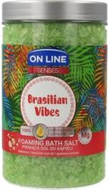 ON-LINE Sences, Brazilian Vibes schuimend badzout, foaming bath salt, natuurlijke oliën complex met magnesium, babassu, paranotenolie, guarana extract, 480g