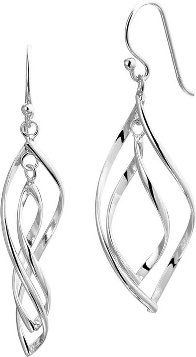 YO&NO - Oorbellen - Zilver -  Oorhangers - Fantasie - Franse haak - 16mm - 50mm -  Sieraden Vrouw - Gerhodineerd - Zilver 925
