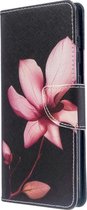 Zwart bloem agenda wallet book case hoesje Samsung Galaxy A71