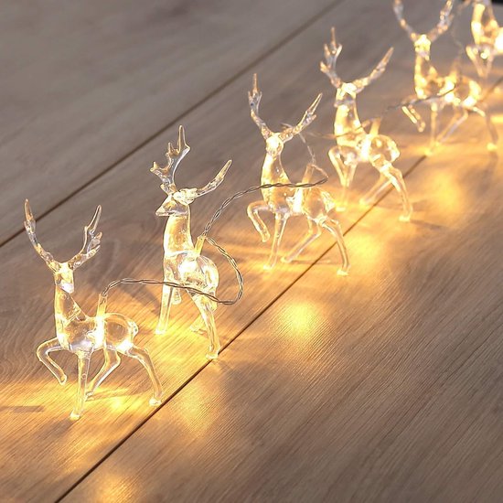 niezen Mijnwerker verlies uzelf Winter versiering 10 LED Verlichte rendieren | Kerstdecoratie lichtsnoer  energielabel... | bol.com
