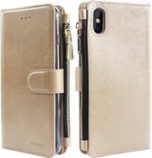 Xssive Wallet Book Case met Ritsvak voor Apple iPhone X - iPhone XS - Goud