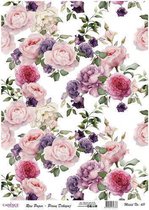 Cadence rijstpapier vintage rozen roze en lila Model No: 611  30x42cm
