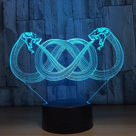 borstel Uitdaging Uiterlijk 3D Led Lamp Twee slangen 3d-lamp 7 kleuren led-nachtlampen voor kinderen  Touch Led... | bol.com
