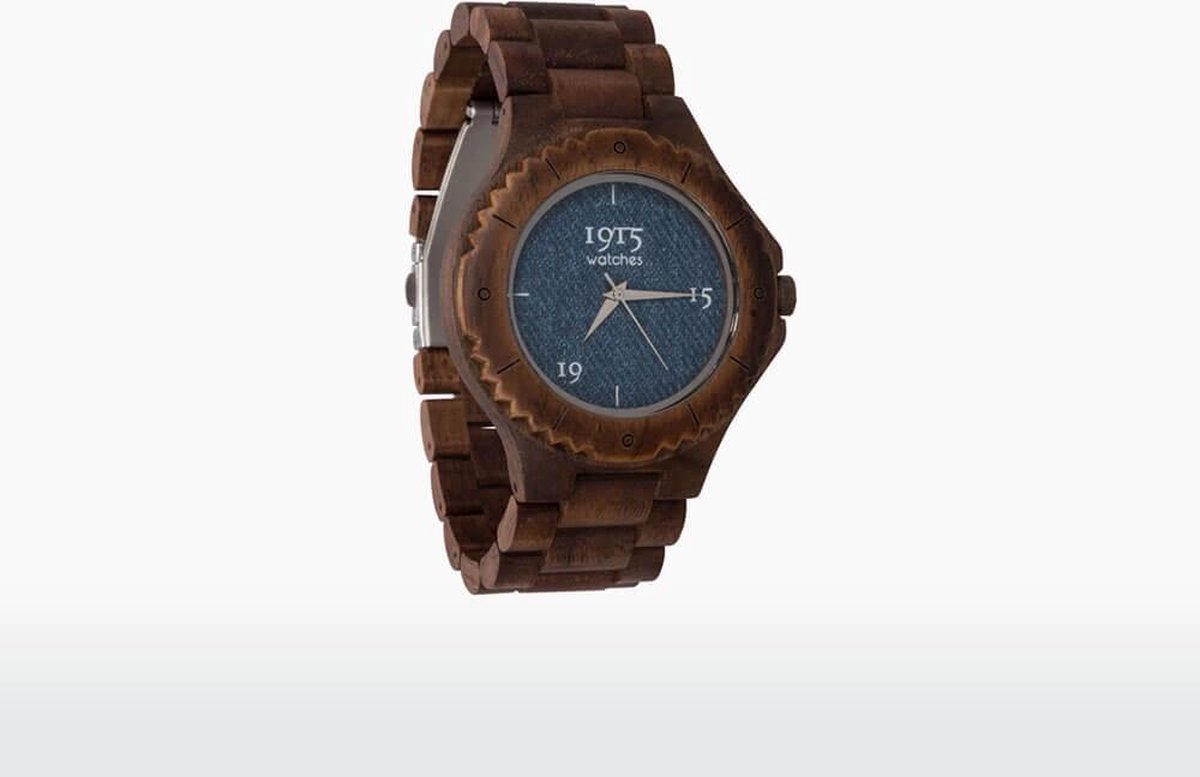 1915 Watches Houten Horloge - Heren - Denim Series - Walnoot