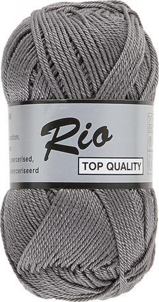Lammy Yarns Rio Katoen Garen - Grijs - 100% gemerceriseerd - 50 gram