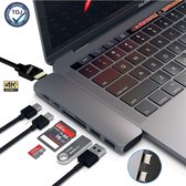 7 in 1 multifuctionele USB Type C Hub naar HDMI Adapter 4K + 2x USB 3.0 Poort + 2x USB C Poort + Micro SD / SD Kaartlezer – Macbook Pro – Thunderbolt USB Hub - Spacegrey