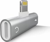 geschikt voor Apple iPhone Lightning splitter adapter 2-in-1 audio en opladen - zilver