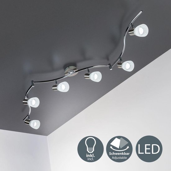 B.K.Licht – LED Plafondlamp – spots verlichting – spotjes woonkamer – 6-lichts – E14 – glas