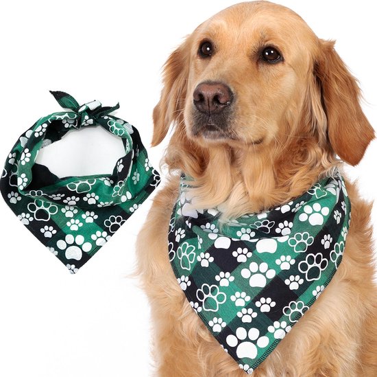 Bandana pour chien Odi Style 's Day Plaid, imprimé patte, bandana chien,  vert,... | bol.com