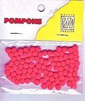 Nellie Snellen mini pompons 3mm  kleur 04 fel rood 100 stuks pom-poms POM003