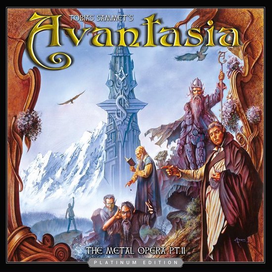 Voorpagina van de cd-hoes 'Tobias Sammet's Avantasia The Metal Opera Pt.II Platinum Edition' met fantasy-illustratie.